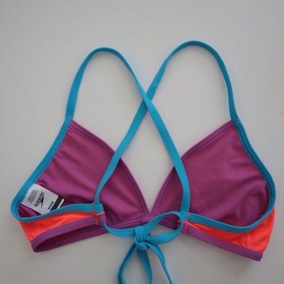 Speedo Neon Colorblock Triangle Bralette Bikini Top | M - Picture 6 of 6